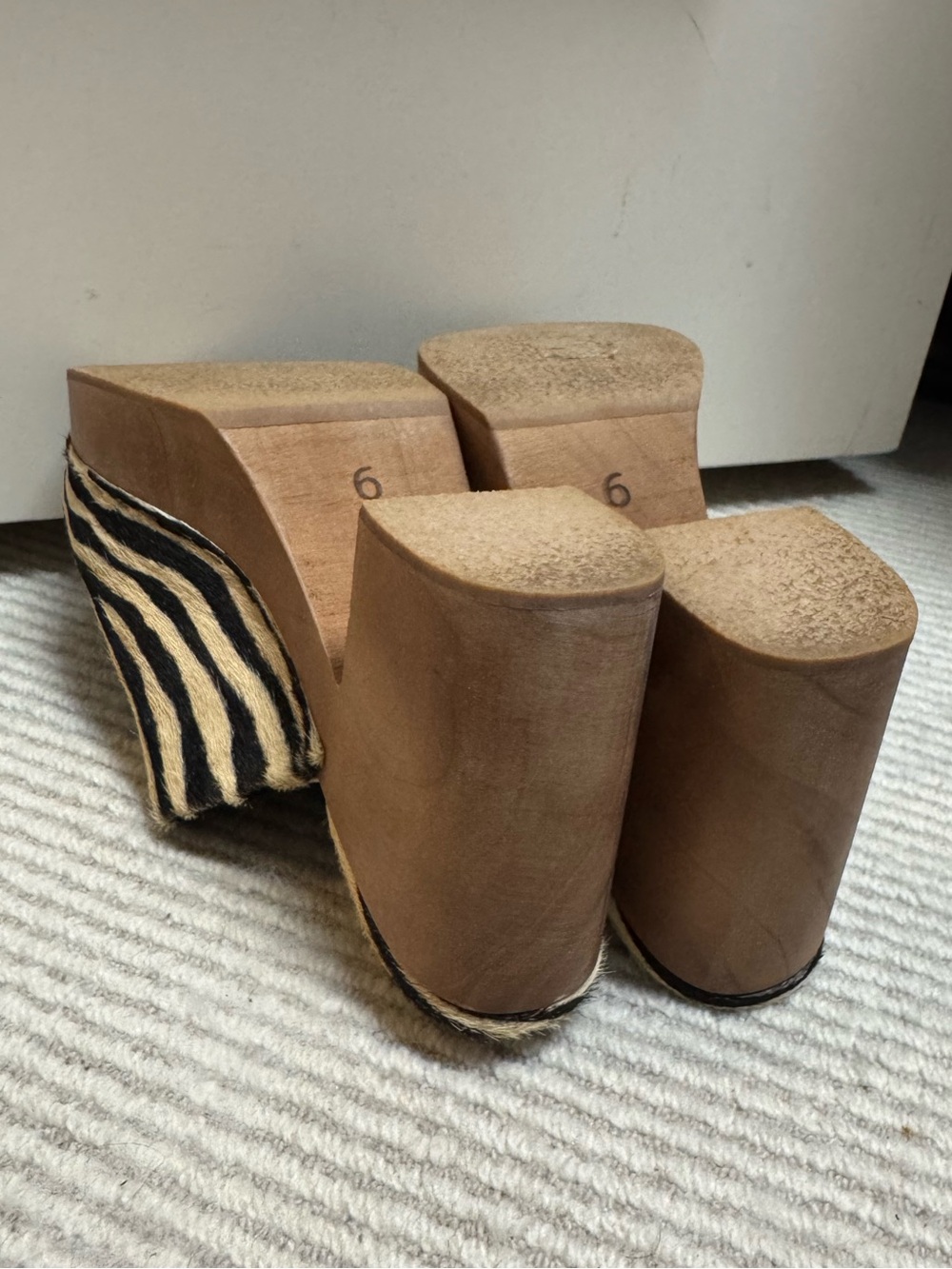Charlotte Stone Zebra Print Slip-On Mule Platform Clogs - Black & Cream Wood - Picture 6 of 7